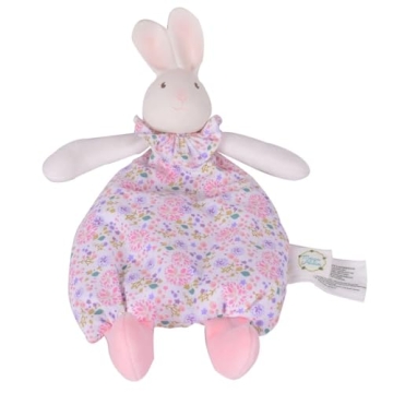 Tikiri Havah The Bunny Flat Toy - Soft Natural Rubber & Cotton for Teething (Pink)