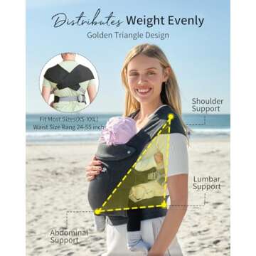GROWNSY Baby Carrier, Cozy Baby Wraps Carrier, Ergonomic Baby Carrier Newborn to Toddler with Head Support, Deep Grey