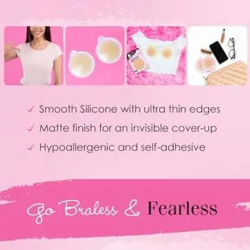 Hollywood Fashion Secrets Silicone Coverups, Hypoallergenic, Reusable, Washable, Gentle on Skin, Ultra Thin, Self Adhesive, Light Shade, 1 Pack