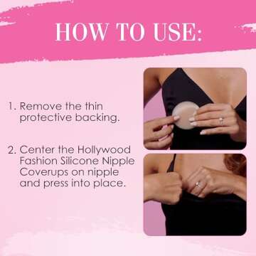 Hollywood Fashion Secrets Silicone Coverups, Hypoallergenic, Reusable, Washable, Gentle on Skin, Ultra Thin, Self Adhesive, Light Shade, 1 Pack