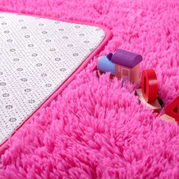 Noahas Fluffy Hot Pink Rug for Living Room,5x8 Area Rugs,Thick Plush Shag Rug,Shaggy Rugs for Bedroom,Big Fuzzy Carpet,Comfy Kids Rugs,Large Living Room Rugs,Soft Nursery Rug,Living Room Decor