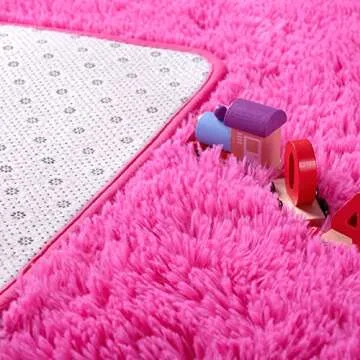 Noahas Fluffy Hot Pink Rug - Plush, Soft, Durable