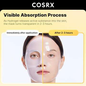 COSRX Advanced Snail Mucin Glass Glow Hydrogel Face Masks Skincare 3 EA, Collagen Face Mask, Travel ...