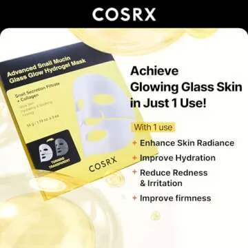 COSRX Advanced Snail Mucin Glass Glow Hydrogel Face Masks Skincare 3 EA, Collagen Face Mask, Travel Essentials, Overnight Face Mask, Korean Skin Care