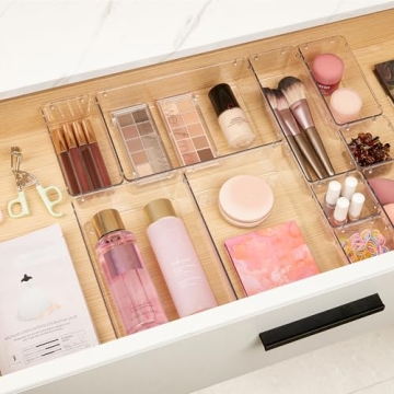Vtopmart 10 Pcs Clear Makeup Drawer Organizer Set