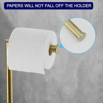 Elegant Free Standing Toilet Paper Holder in Brushed Gold