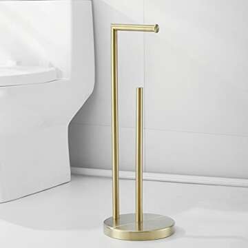 Elegant Free Standing Toilet Paper Holder in Brushed Gold