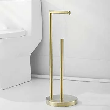 Elegant Free Standing Toilet Paper Holder in Brushed Gold