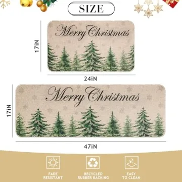 Cozy Erweicet Christmas Kitchen Rug Set for Holiday Cheer