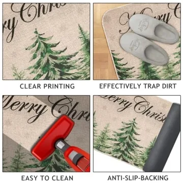 Cozy Erweicet Christmas Kitchen Rug Set for Holiday Cheer