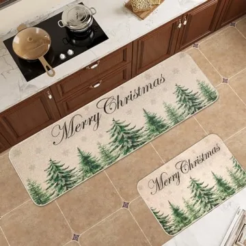 Cozy Erweicet Christmas Kitchen Rug Set for Holiday Cheer