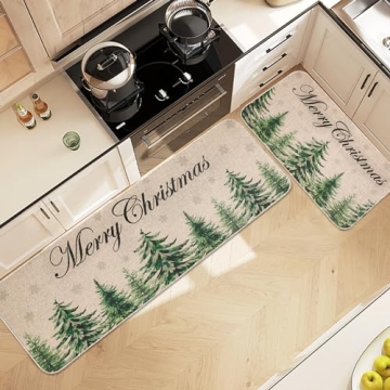Cozy Erweicet Christmas Kitchen Rug Set for Holiday Cheer