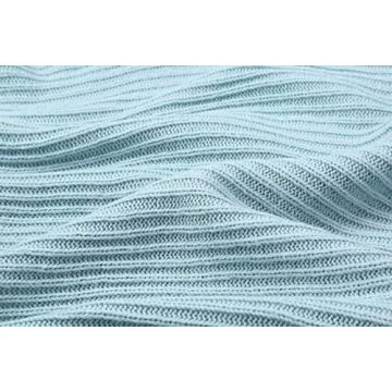 chouyatou Women's Turtleneck 2 Piece Outfits Ribbed Knit Sweater Midi Pencil Skirt Set (Medium, Blue)