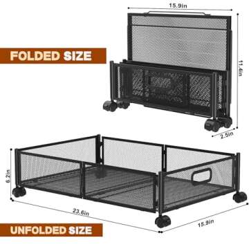 Under Bed Storage Containers,2 Pack Foldable Underbed Storage Containers with Handles and Wheels,Fol...