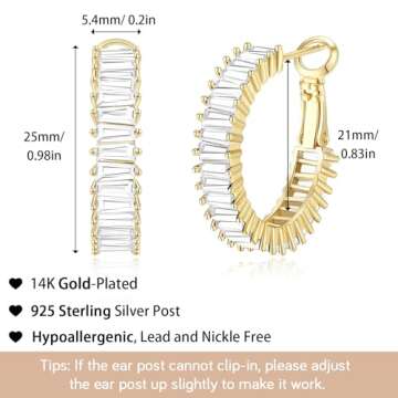 GLOQUAT CZ Gold Hoop Earrings 14K Gold Plated Hoop Earrings for Women Vintage Cubic Zirconia Hoop Earrings Fashion Round Circle Hoops Earrings for Women