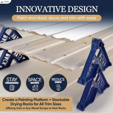 Stak Rack | 6 in 1 Painter's Accessory Tool | Stacking Design | Paint Interior or Exterior Doors, Trim & Kitchen Cabinet Doors| for Contractors & Homeowners (12)
