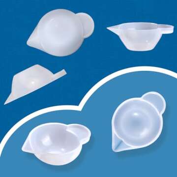 NUOMI 6 Pieces Silicone Mixing Bowls Jewelry Making Dispensing Cup Mini Measuring Cup Mold Dispenser Color Modulation Tools for DIY Epoxy Resin Craft，Transparent