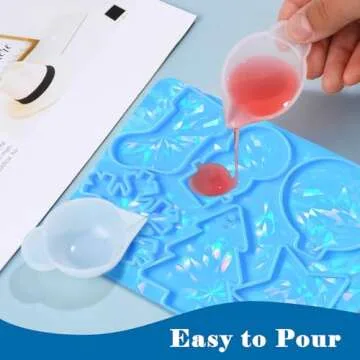 NUOMI 6 Pieces Silicone Mixing Bowls Jewelry Making Dispensing Cup Mini Measuring Cup Mold Dispenser Color Modulation Tools for DIY Epoxy Resin Craft，Transparent