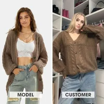 EXLURA Womens 2025 Oversized Cardigan Sweaters Fall Winter Lightweight Soft Knit Cardigan Open Front...