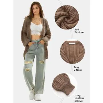 EXLURA Women's Oversized Cardigan for Cozy Fall Winter Style