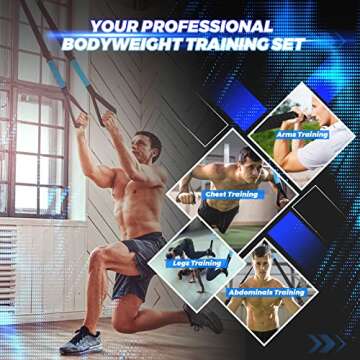 KEAFOLS Bodyweight Fitness Resistance Suspension Kit Extension Strap Door Anchors, Powerlifting Stre...