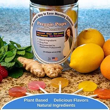 Preggie Pops - Morning Sickness Relief Candies for Pregnancy. Assorted Preggie Pops Soothing Relief for Pregnant Women - 28 Lollipops