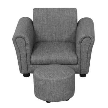 Getifun Kids Sofa Chair with Footstool/PVC Leather Toddler Couch with Plastic Legs/Upholstered Children Armchair for Kids Under 4 Years Old/Single Seat with Stool (Gray)