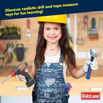 Kidzlane Tool Set for Toddlers and Kids - 20pcs Toy Tools with Electronic Cordless Drill and Tool Box - Tool Box for Kids, Toddler Boys and Girls - Kidzlane Tool Set 19 Pieces - Play Tool Kit