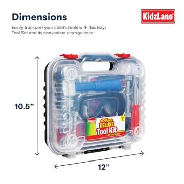 Kidzlane Tool Set for Toddlers and Kids - 20pcs Toy Tools with Electronic Cordless Drill and Tool Box - Tool Box for Kids, Toddler Boys and Girls - Kidzlane Tool Set 19 Pieces - Play Tool Kit