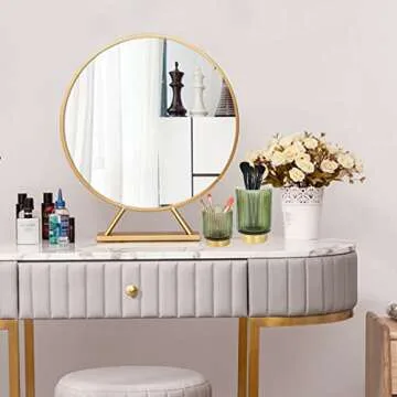 Fvstar Makeup Brush Holder,Glass Makeup Organizer,Gold Toothbrush Holder,Green Makeup Brushes Storage Cup,Decorative Desk Pen Holder,Vintage Brushes Organizer for Vanity Bathroom Countertop