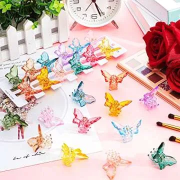 WILLBOND Clear Hair Claw Clips - 24 Pieces Butterfly Non-Slip Colorful Jaw Clamps for Women and Girl...