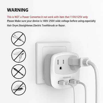 UK Ireland Travel Plug Adapter, TESSAN Type G Power Adaptor with 2 USB Charger Ports 2 American Outlets, US to Scotland London England British Irish Kenya Dubai Qatar Plug Converter