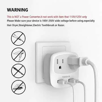 UK Ireland Travel Plug Adapter, TESSAN Type G Power Adaptor with 2 USB Charger Ports 2 American Outlets, US to Scotland London England British Irish Kenya Dubai Qatar Plug Converter