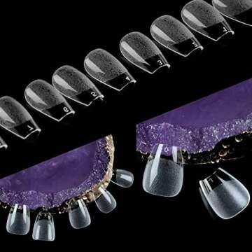UNA GELLA Extra Short Coffin Nails XS 216pcs Pre-shape Extra Short Coffin Press on Nails Extra Short Coffin Gel TipsFull Cover Acrylic Short Coffin Fake False Nails Extension 12 Sizes Gelly Tips