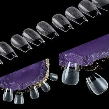 UNA GELLA Extra Short Coffin Nails XS 216pcs Pre-shape Extra Short Coffin Press on Nails Extra Short Coffin Gel TipsFull Cover Acrylic Short Coffin Fake False Nails Extension 12 Sizes Gelly Tips
