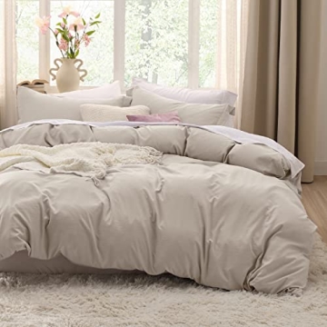 Bedsure Linen Oversized King Duvet Cover Set - Soft, Stylish, Durable Bedding