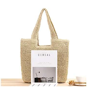 Naimo Women Straw Tote Bag Handwoven Large Shoulder Bag Rattan Handbag Weaving Casual Summer Beach B...