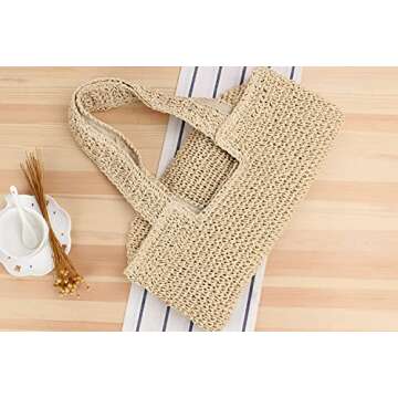 Naimo Women Straw Tote Bag Handwoven Large Shoulder Bag Rattan Handbag Weaving Casual Summer Beach Bag