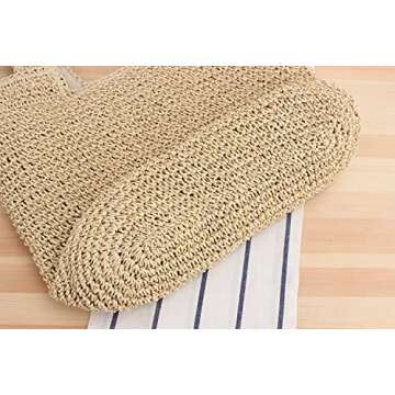 Naimo Women Straw Tote Bag Handwoven Large Shoulder Bag Rattan Handbag Weaving Casual Summer Beach Bag