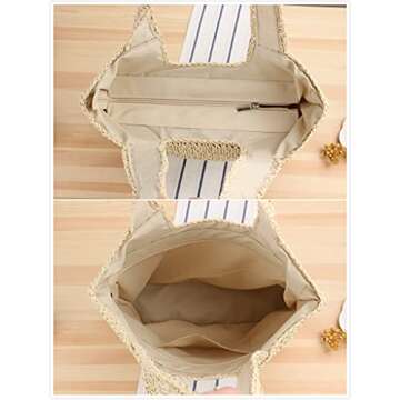 Naimo Women Straw Tote Bag Handwoven Large Shoulder Bag Rattan Handbag Weaving Casual Summer Beach Bag