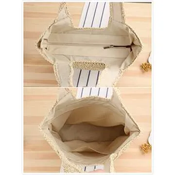 Naimo Women Straw Tote Bag Handwoven Large Shoulder Bag Rattan Handbag Weaving Casual Summer Beach Bag