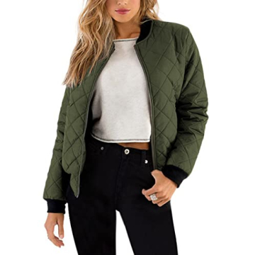 Zeagoo Women’s Lightweight Bomber Jacket with Drawstring Hem & Pockets