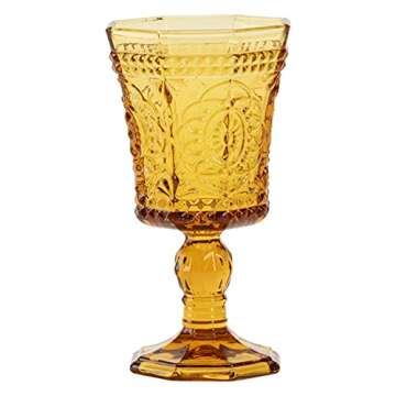 10 Strawberry Street Vatican 8 Oz Red Wine Glass, Set of 6, Amber Glass