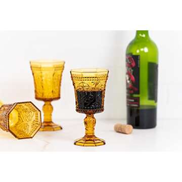 10 Strawberry Street Vatican 8 Oz Red Wine Glass, Set of 6, Amber Glass