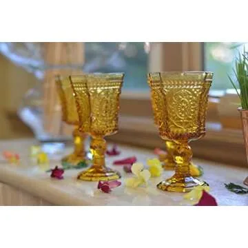 10 Strawberry Street Vatican 8 Oz Red Wine Glass, Set of 6, Amber Glass