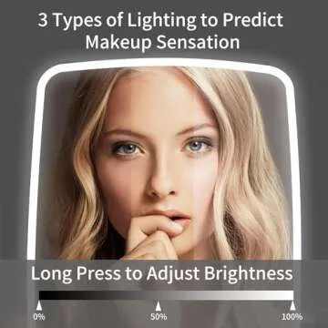 Lighted Makeup Mirror, [Silicone Anti Slip] Touch Control Vanity Mirror with 3 Lights, Portable Travel Makeup Mirror, 2400 mAh Brightness Adjustable Cosmetic Light Up Mirror, LED Mirror for Desk Dorm