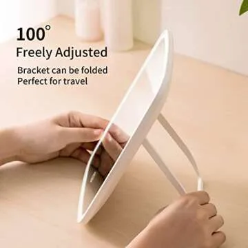 Lighted Makeup Mirror, [Silicone Anti Slip] Touch Control Vanity Mirror with 3 Lights, Portable Travel Makeup Mirror, 2400 mAh Brightness Adjustable Cosmetic Light Up Mirror, LED Mirror for Desk Dorm