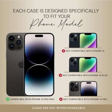 Bandolier Emma Crossbody Wallet Phone Case for iPhone 14 Pro Max. 100% Genuine Pebble Leather. Adjus...