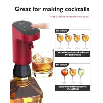 Redsack Electric Wine Decanter Aerator Dispenser Pourer Whiskey Adjustable Quantity Liquor Wine Pump Birthday Gift for Men Women Mom Dad Boss Brother Husband Funny Unique Gifts for Him (Red)