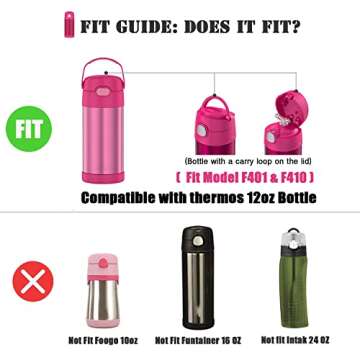 Greant Replacement Straws compatible with Thermos 12oz Bottle (Model F401 & F410), 2 PCS Replacement...